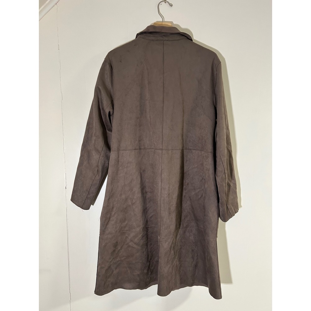 House of Harlow 1960 Faux Leather Suede Long Coat in Taupe sz XL - Picture 4 of 4